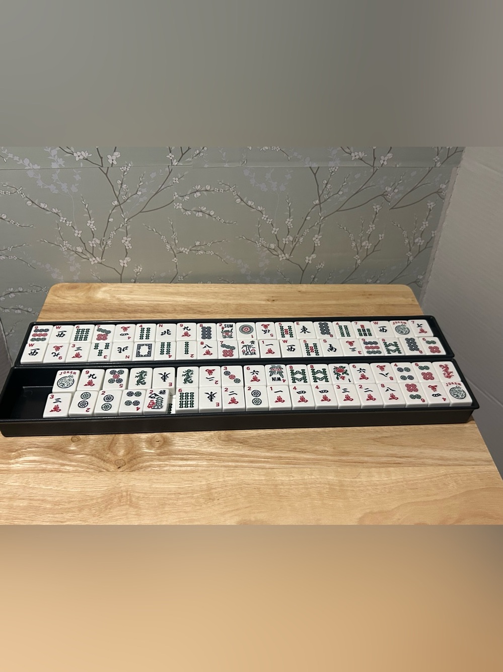 American Classic Mahjong Tile Set w/ Black Storage Trays & Sleeve